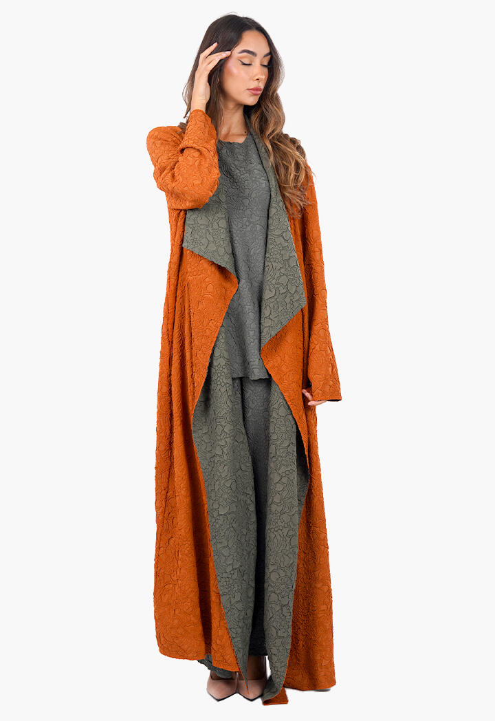 عباية طويلة دبل فيس وبلوزة وبنطال image 3