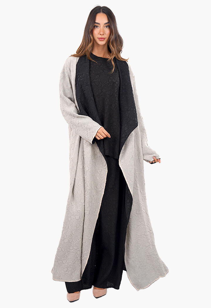 عباية طويلة دبل فيس وبلوزة وبنطال image 14