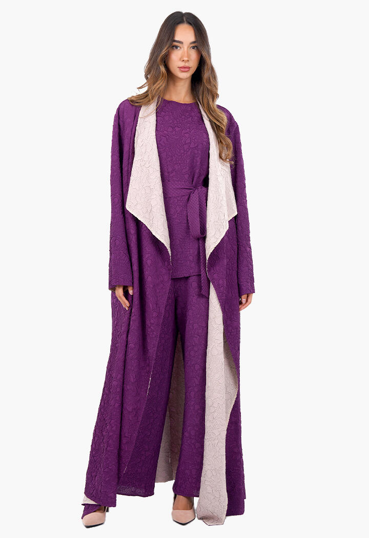 عباية طويلة دبل فيس وبلوزة وبنطال image 2