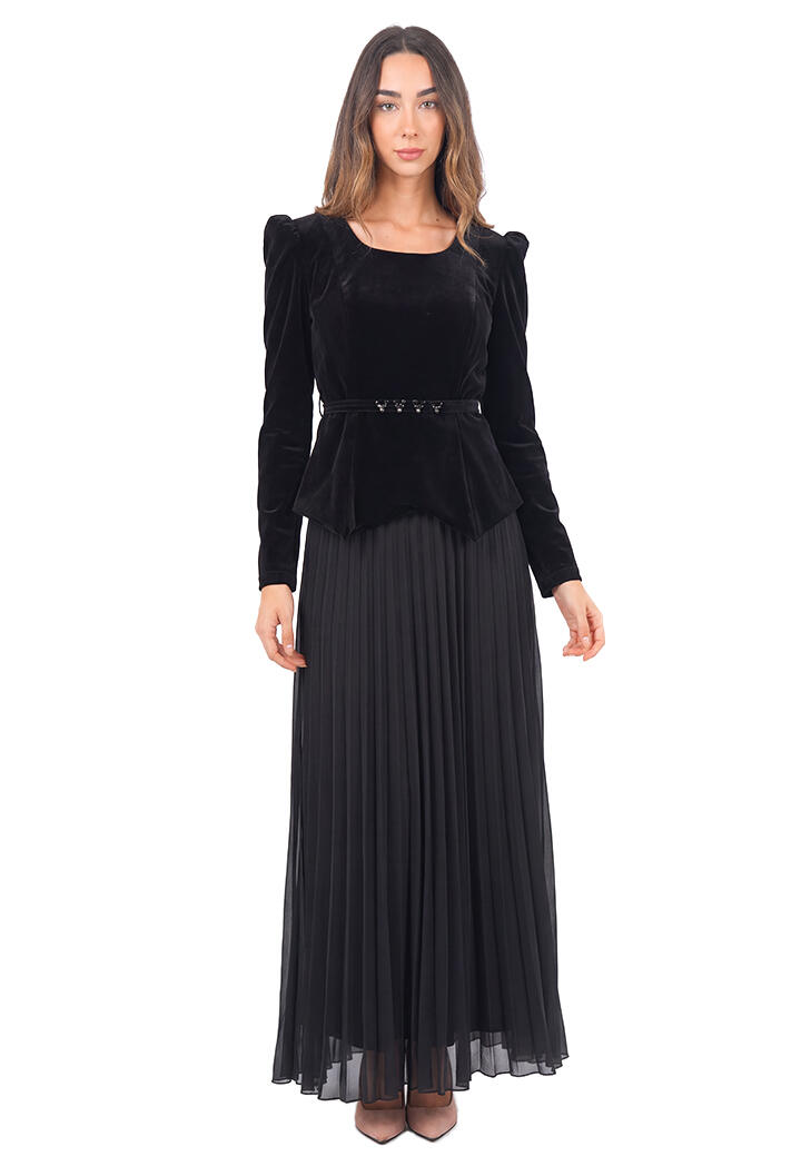 فستان استقبال طويل مخمل وشيفون image 1