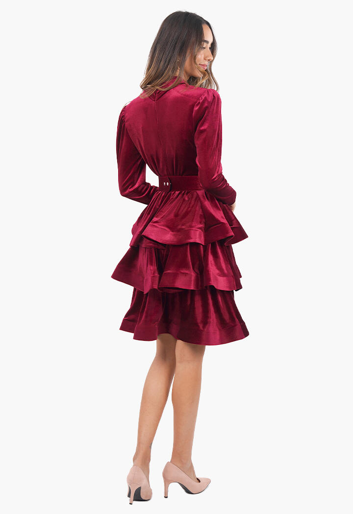 فستان مخمل قصير بثلاث طبقات image 8