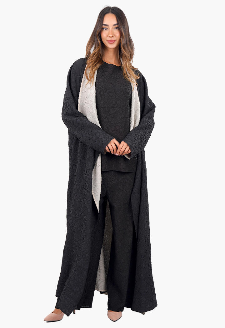 عباية طويلة دبل فيس وبلوزة وبنطال image 17