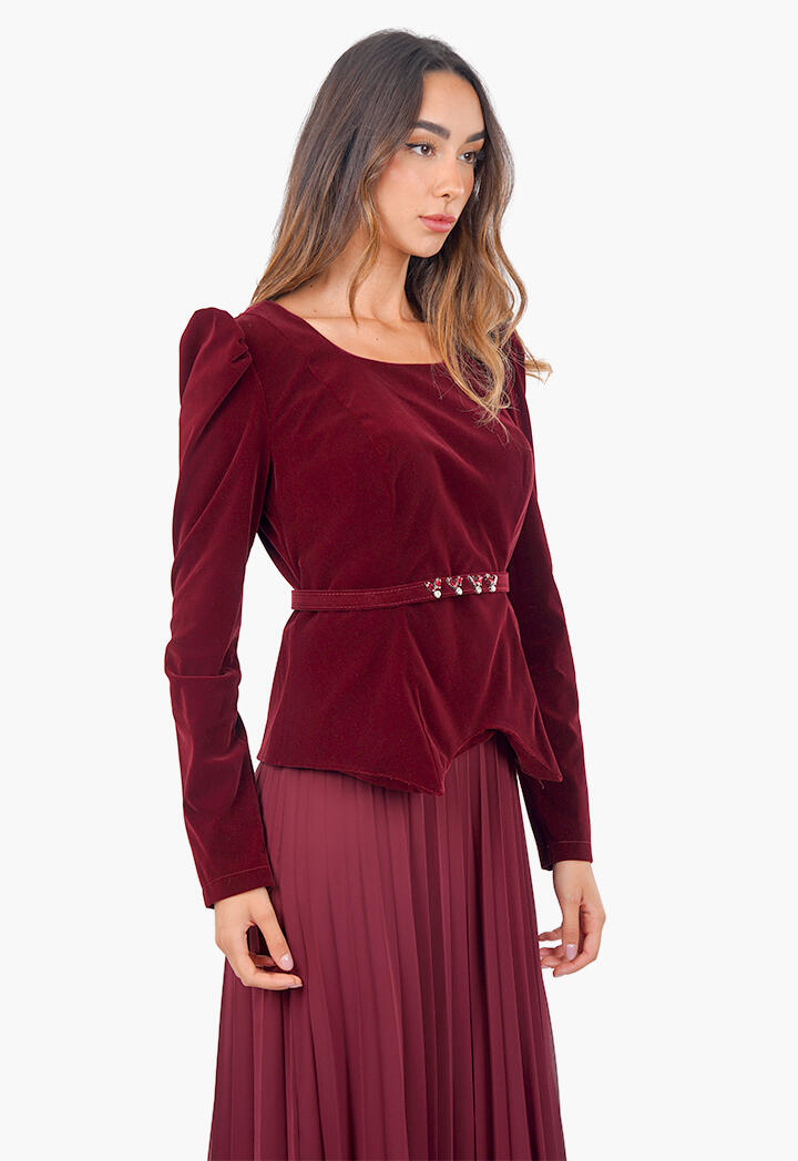 فستان استقبال طويل مخمل وشيفون image 2