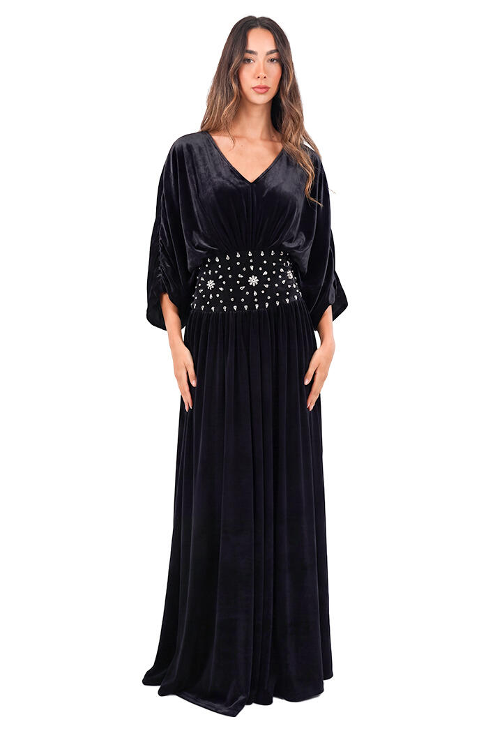 فستان مخمل راقي مرصع بماسات image 1