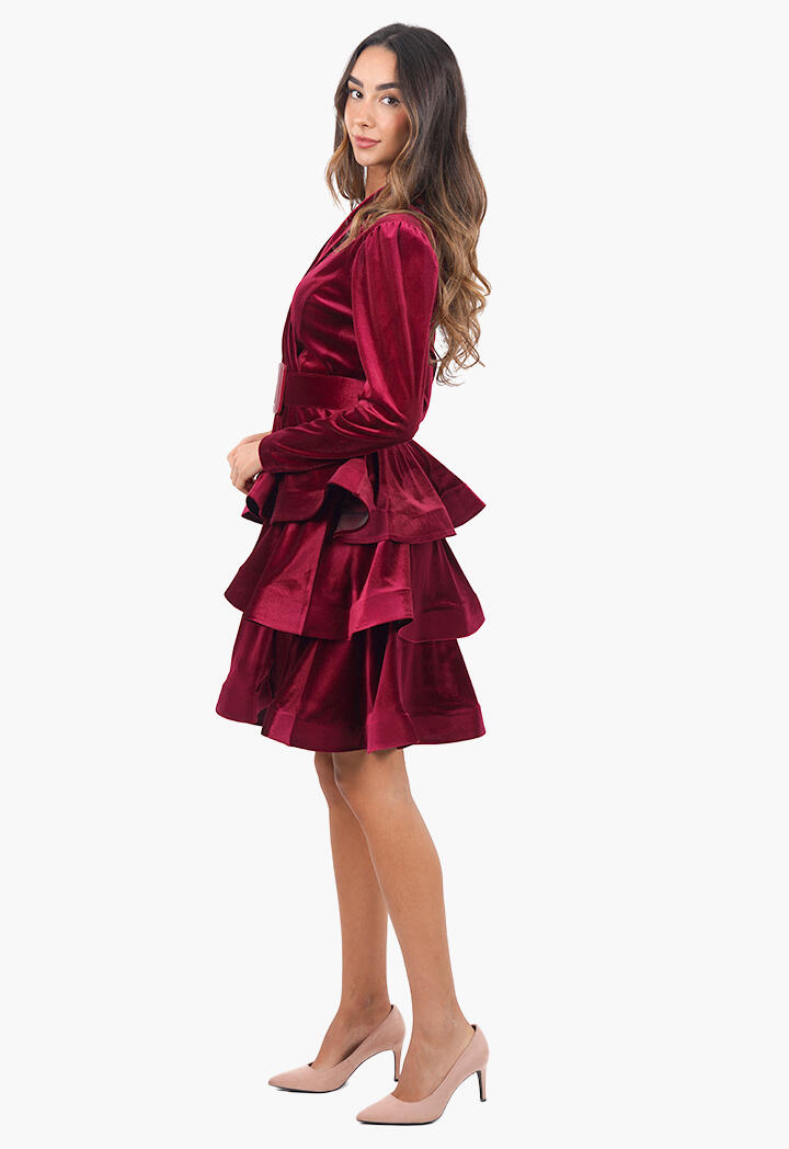 فستان مخمل قصير بثلاث طبقات image 5