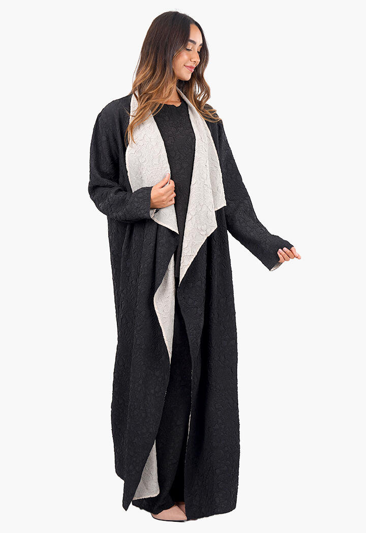 عباية طويلة دبل فيس وبلوزة وبنطال image 9