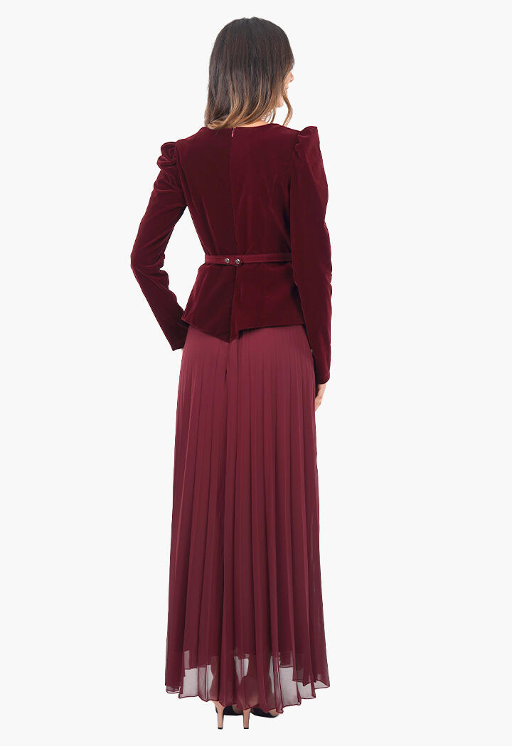 فستان استقبال طويل مخمل وشيفون image 3