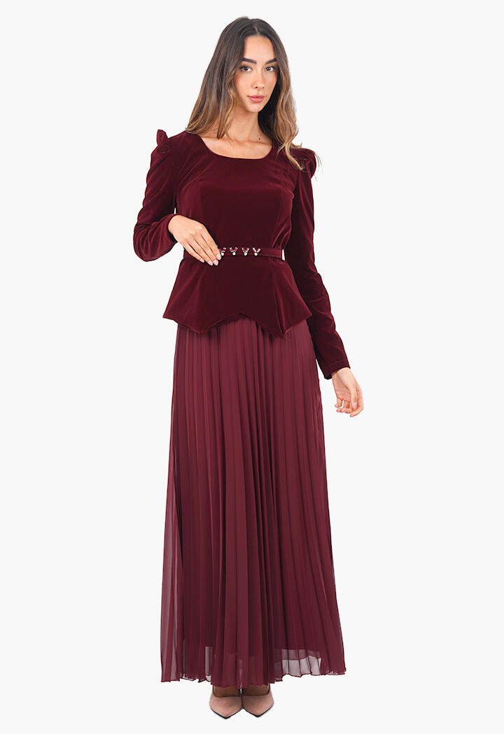 فستان استقبال طويل مخمل وشيفون image 0