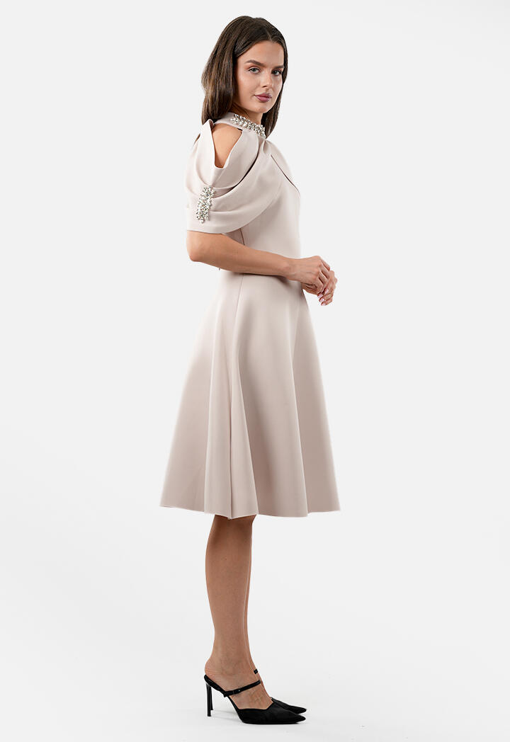  Embellished Cape Sleeve Short Dress image 5
