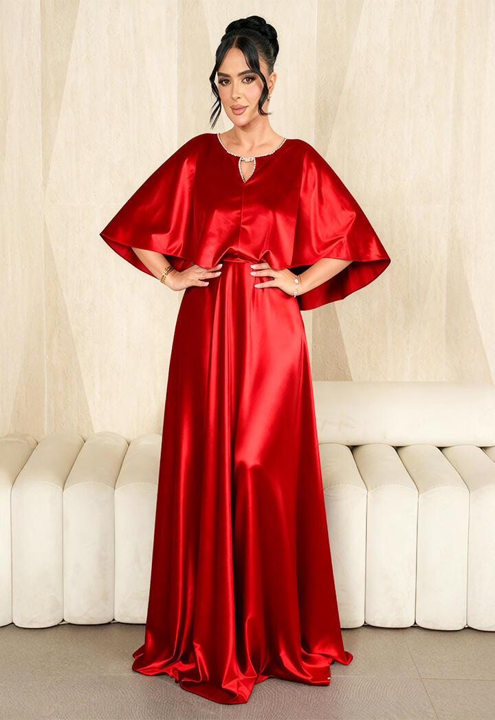 فستان ساتان واسع طويل image 3