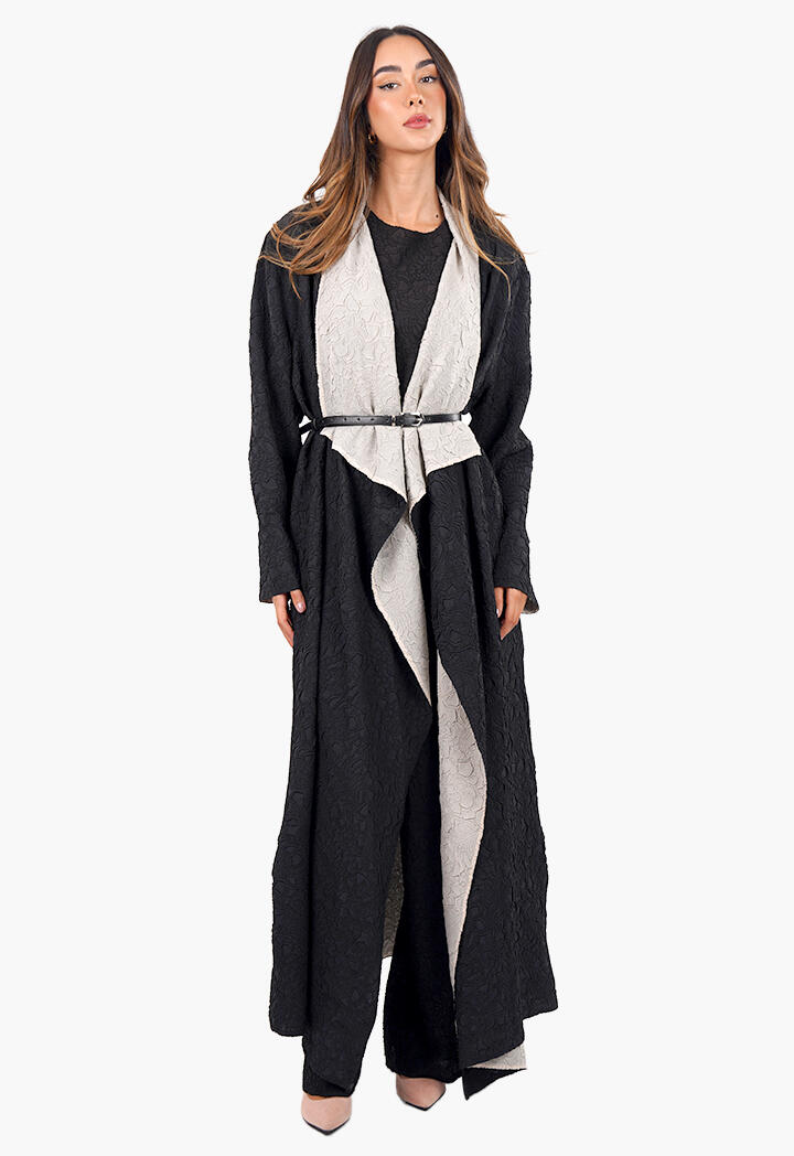 عباية طويلة دبل فيس وبلوزة وبنطال image 1