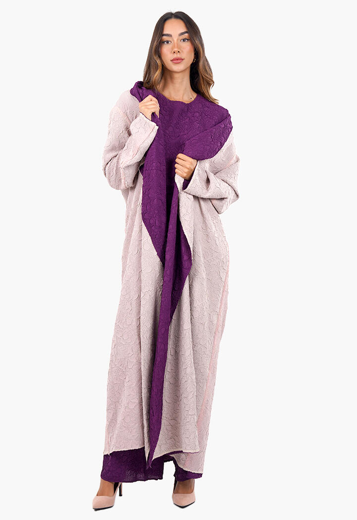 عباية طويلة دبل فيس وبلوزة وبنطال image 13