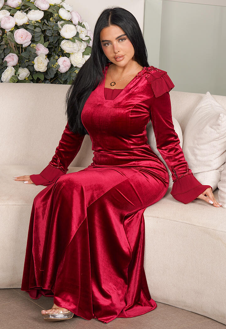 فستان مخمل ضيق وطويل image 4