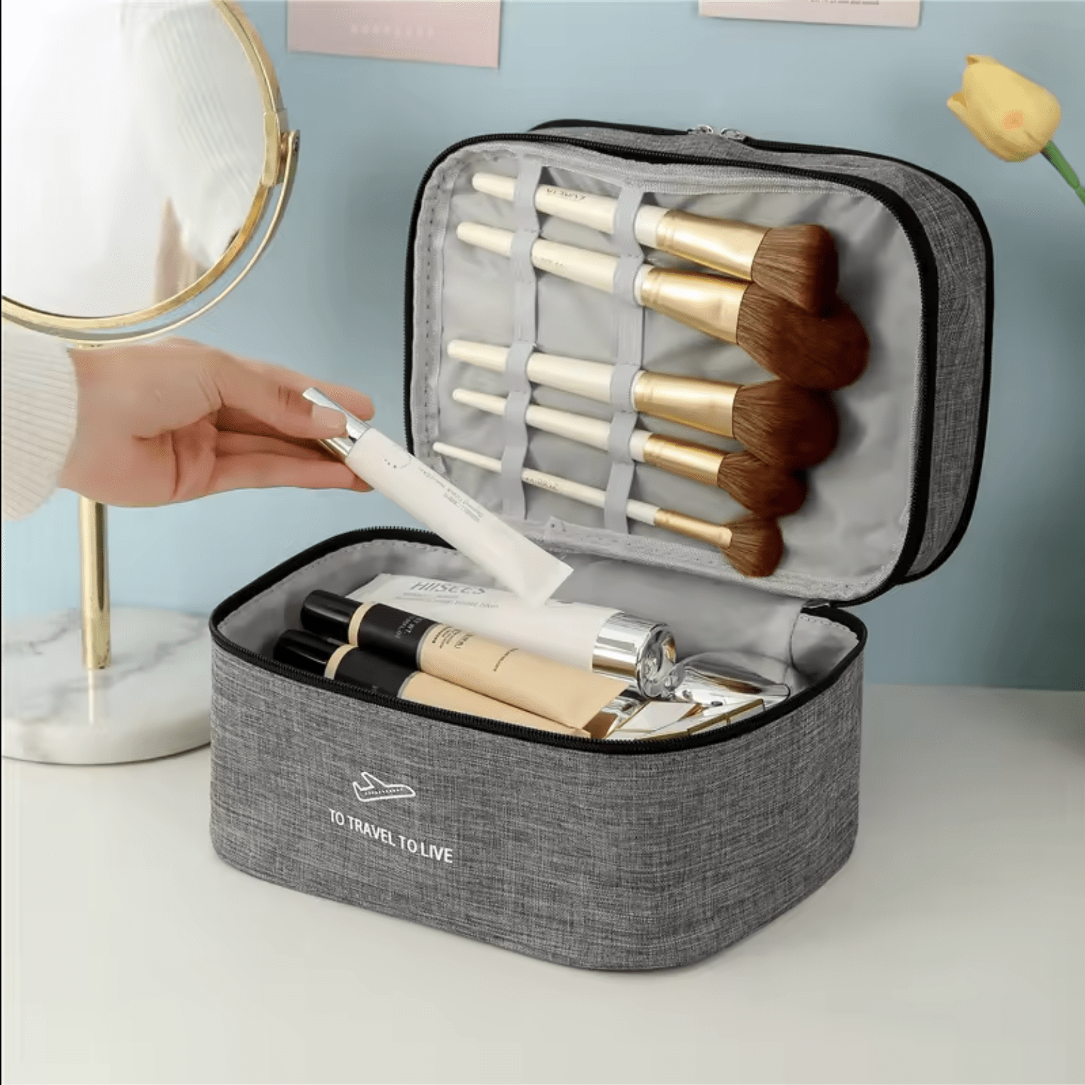 Double layer cosmetic bag image 3