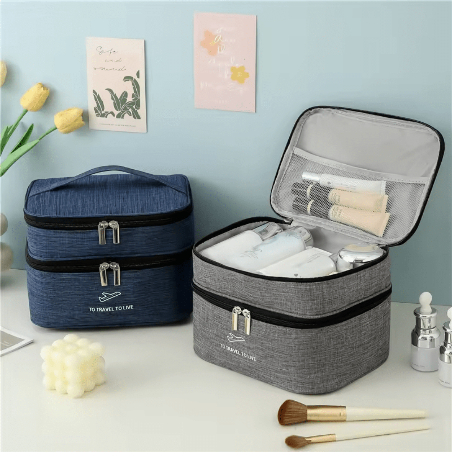 Double layer cosmetic bag image 1