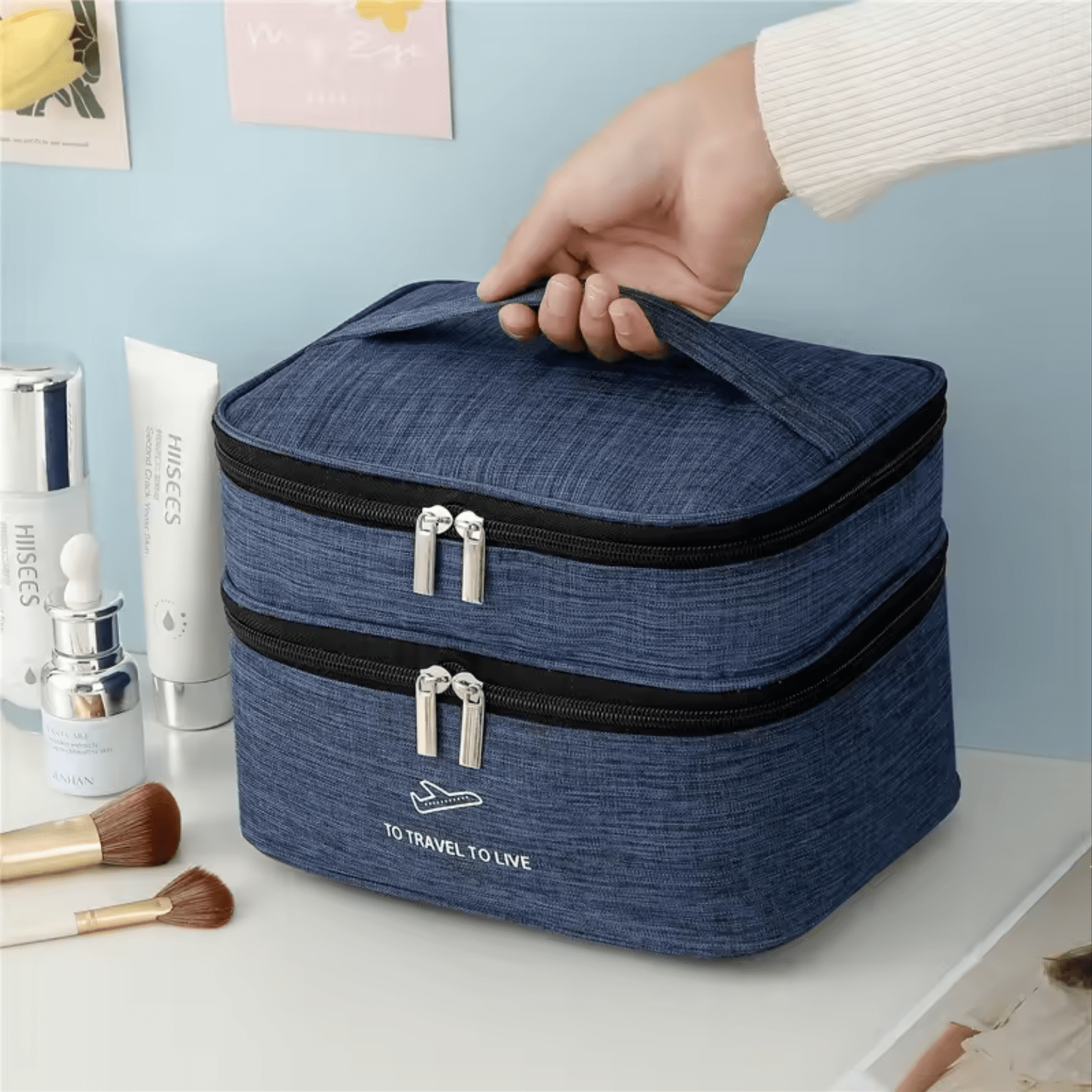 Double layer cosmetic bag image 2