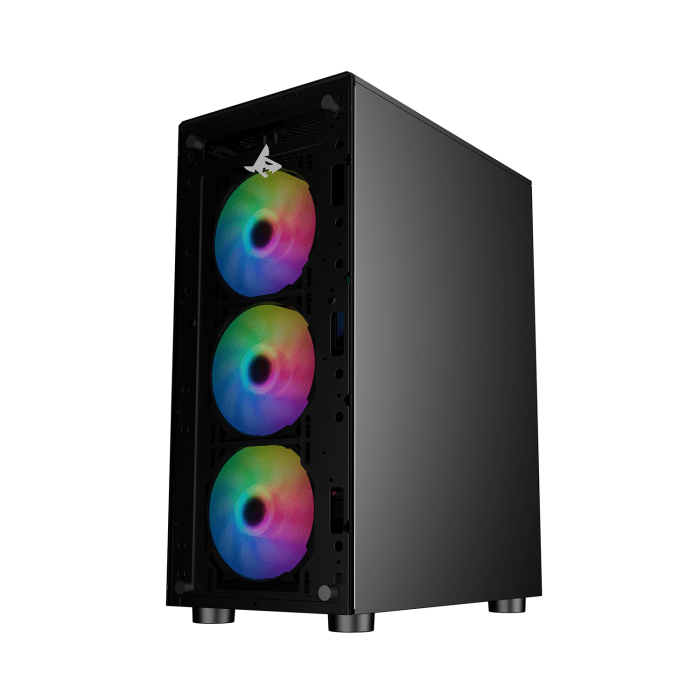 SHARX ZEPHYR ARGB - ATX Mid Tower Gaming Case With Front Tempered Glass, 4 x 120mm ARGB Computer Fans Model Z-200, Black image 1