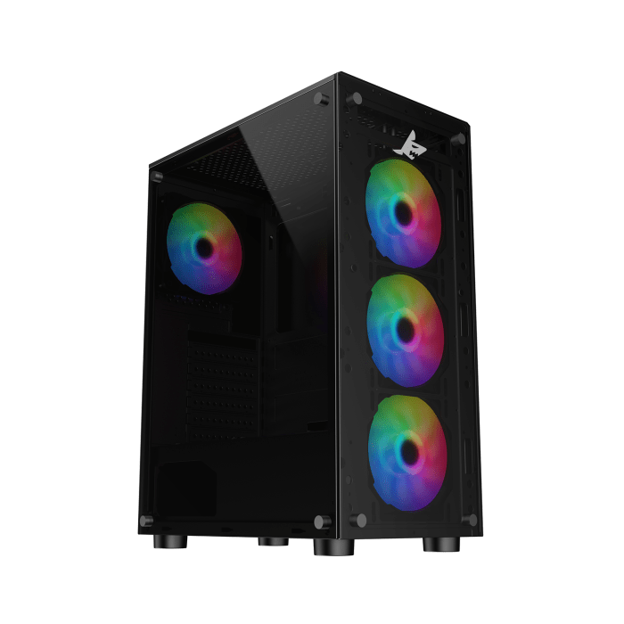 SHARX ZEPHYR ARGB - ATX Mid Tower Gaming Case With Front Tempered Glass, 4 x 120mm ARGB Computer Fans Model Z-200, Black image 0