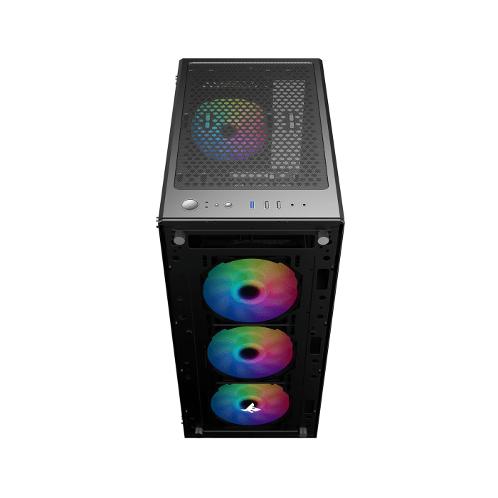 SHARX ZEPHYR ARGB - ATX Mid Tower Gaming Case With Front Tempered Glass, 4 x 120mm ARGB Computer Fans Model Z-200, Black image 2