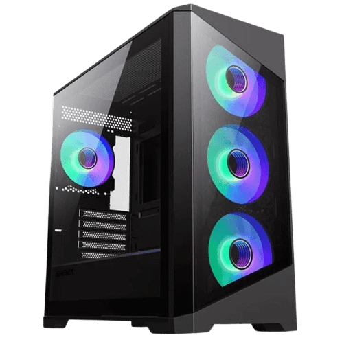 GameMax Destroyer TGB Tempered Glass RGB Micro-ATX Gaming Case - Black (4 ARGB Fans Included) image 0