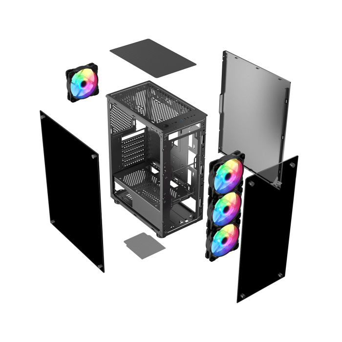 SHARX ZEPHYR ARGB - ATX Mid Tower Gaming Case With Front Tempered Glass, 4 x 120mm ARGB Computer Fans Model Z-200, Black image 10