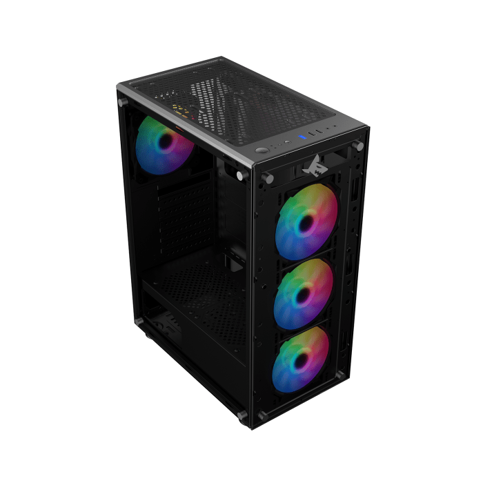 SHARX ZEPHYR ARGB - ATX Mid Tower Gaming Case With Front Tempered Glass, 4 x 120mm ARGB Computer Fans Model Z-200, Black image 4