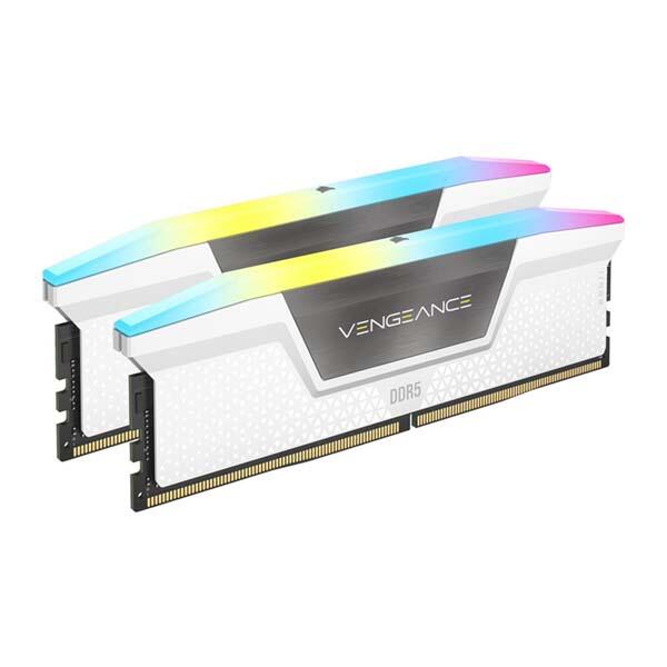 CORSAIR VENGEANCE RGB - 32GB (2x16GB) DDR5 DRAM 6400MT/s CL36 Memory Kit - White image 1