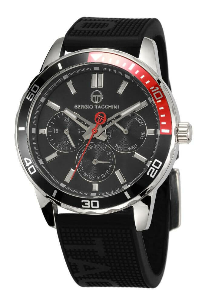 Sergio Tacchini Rubber Chrono Black Men's Watch image 0
