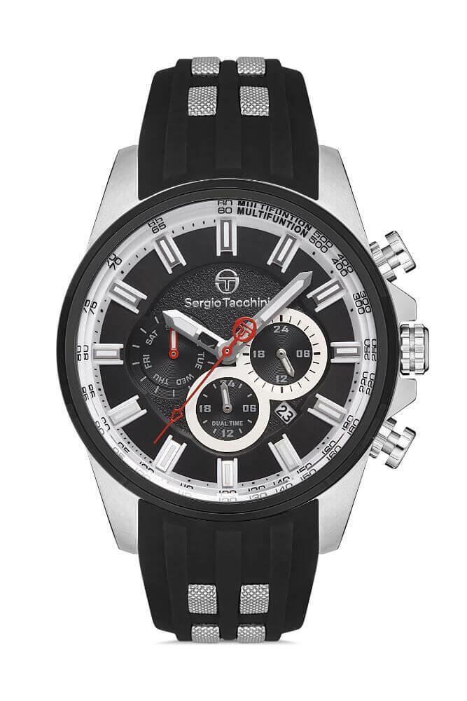 Sergio Tacchini Rubber Chrono Black Men's Watch image 0