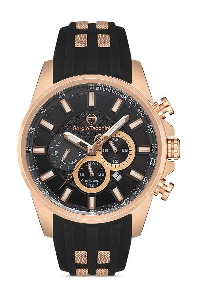 Sergio Tacchini Rubber Chrono Black Men's Watch image 0