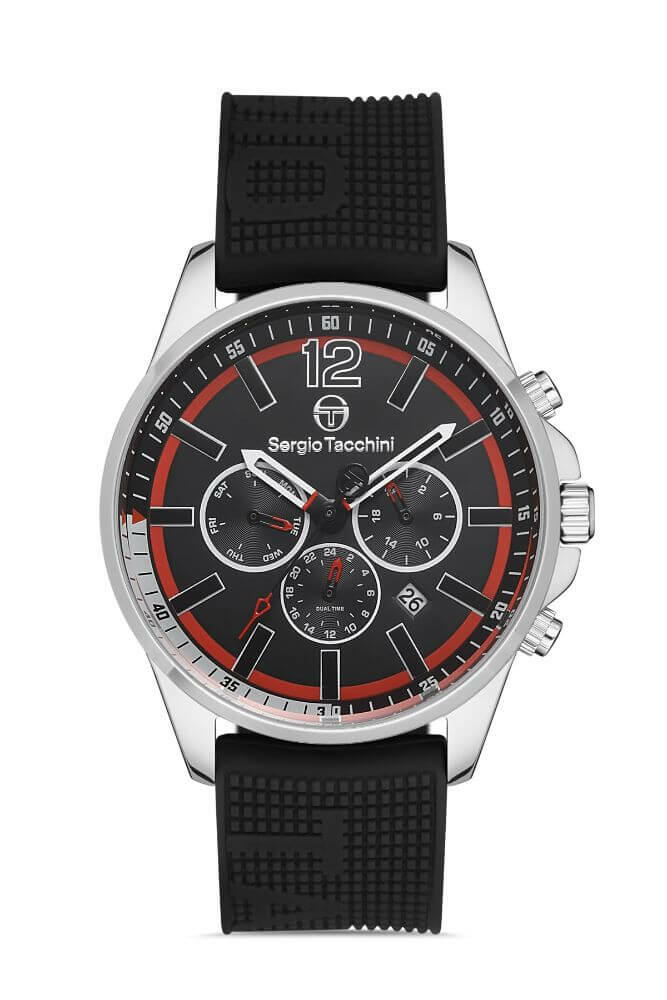 Sergio Tacchini Rubber Chrono Black Men's Watch image 0