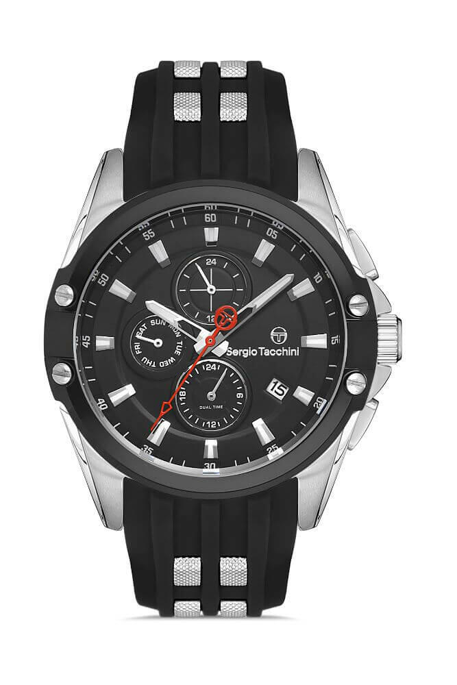Sergio Tacchini Rubber Chrono Black Men's Watch image 0