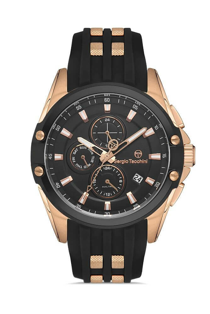 Sergio Tacchini Rubber Chrono Black Men's Watch image 0
