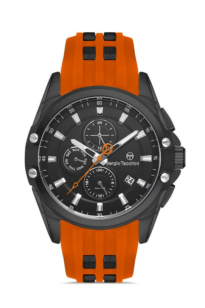 Sergio Tacchini Rubber Chrono Orange Men's Watch image 0
