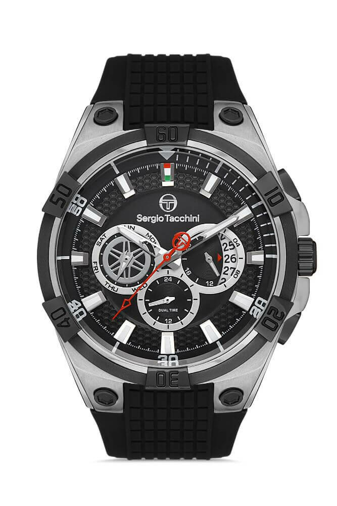 Sergio Tacchini Rubber Chrono Black Men's Watch image 0