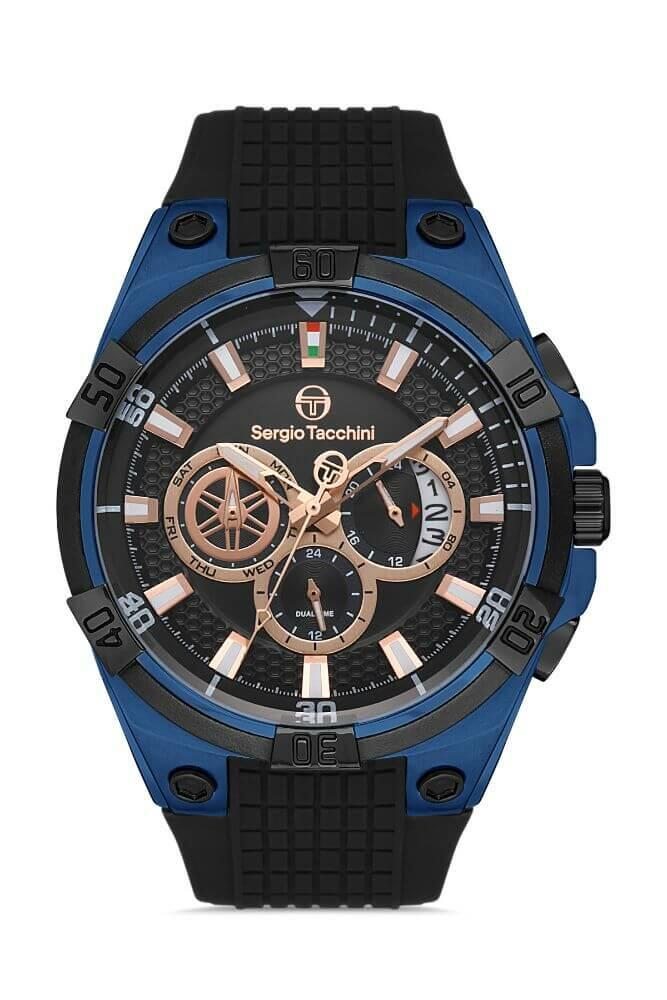 Sergio Tacchini Rubber Chrono Black Men's Watch image 0