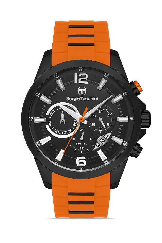 Sergio Tacchini Rubber Chrono Orange Men's Watch image 0