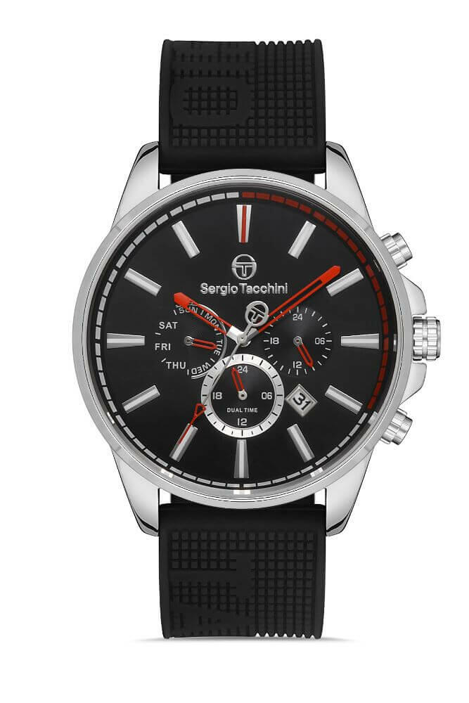 Sergio Tacchini Rubber Chrono Black Men's Watch image 0