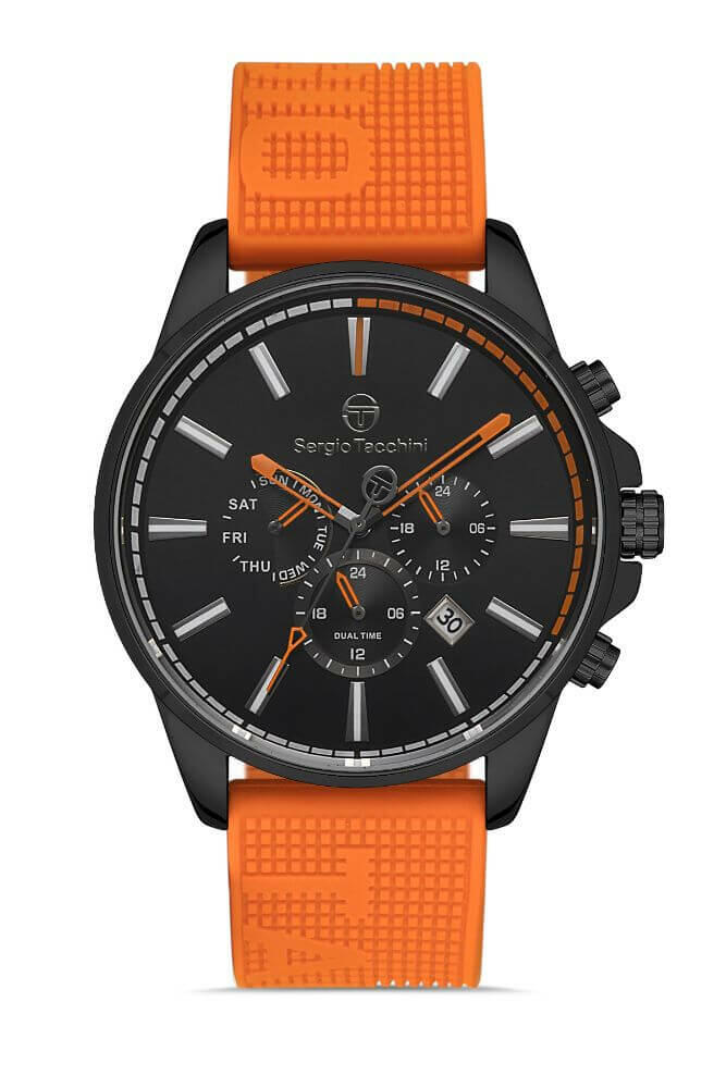 Sergio Tacchini Rubber Chrono Orange Men's Watch image 0