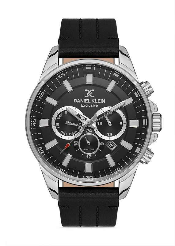 DANIEL KLEIN Leather Black Men Watch image 0