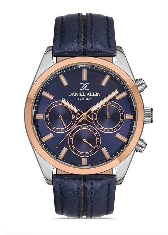 DANIEL KLEIN Leather Blue Men Watch image 0