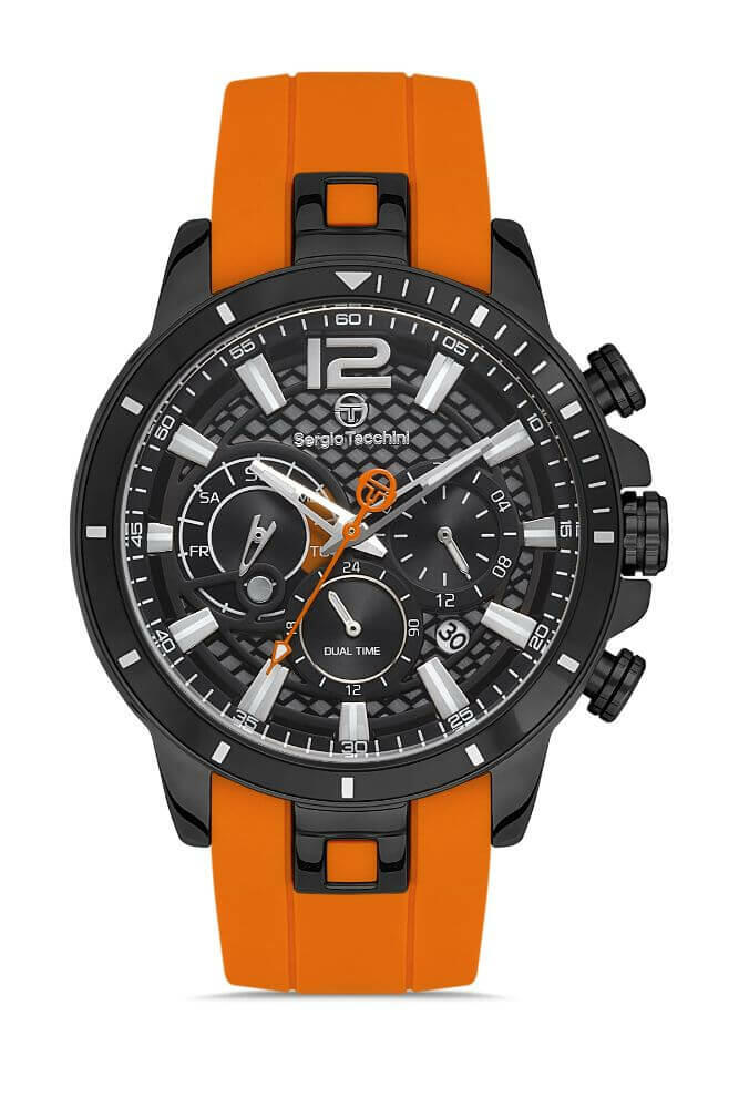 Sergio Tacchini Rubber Chrono Orange Men's Watch image 0