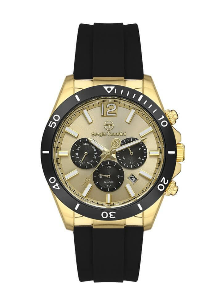 Sergio Tacchini Rubber Chrono Black Men's Watch image 0