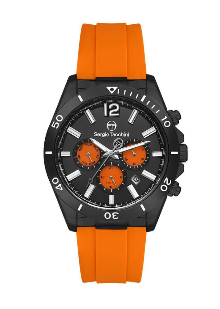 Sergio Tacchini Rubber Chrono Orange Men's Watch image 0