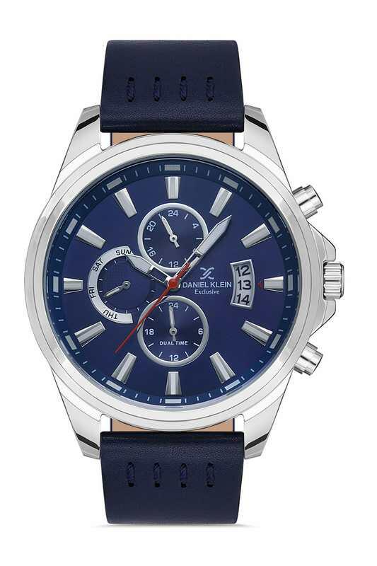 DANIEL KLEIN Leather Blue Men Watch image 0