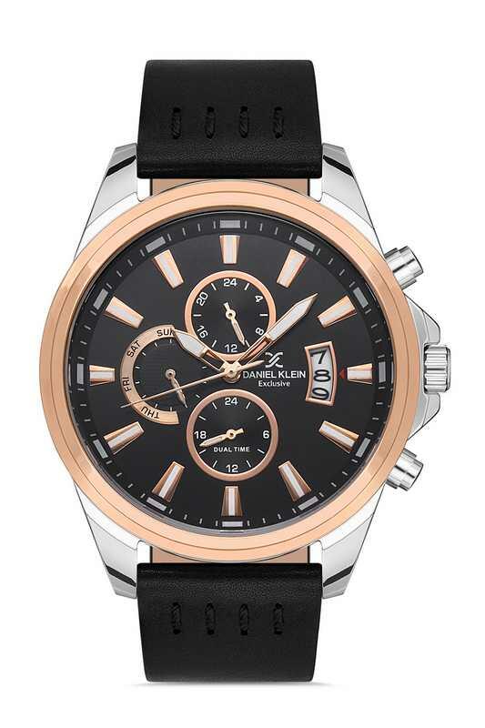 DANIEL KLEIN Leather Black Men Watch image 0