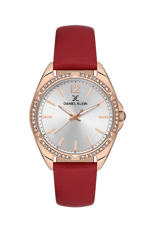 DANIEL KLEIN Leather Red Women's Watch image 0