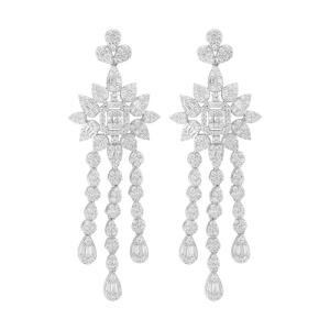 Silver Toned Multi-Cut Crystal (Necklace - Earrings) image 1