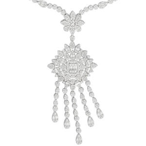 Silver Toned Multi-Cut Crystal (Necklace - Earrings) image 3