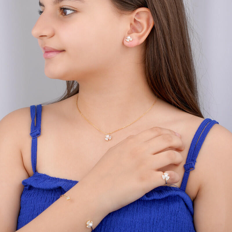 Gold Toned Pearl Kids Set image 0